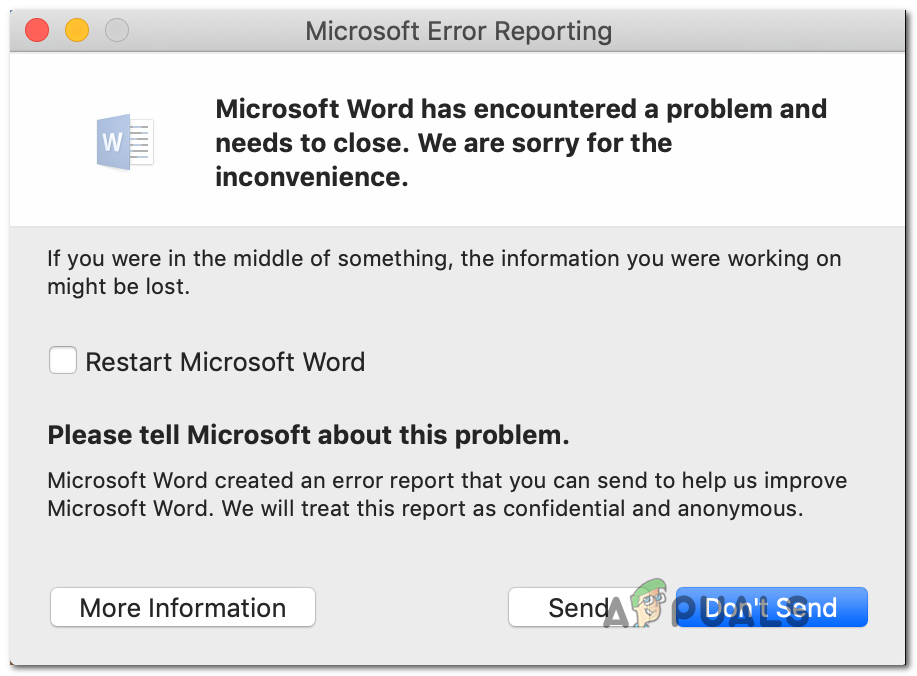 outlook for mac error message to large