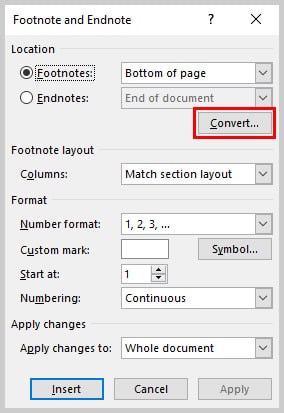 convert footnotes word for mac